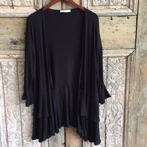 Black ruffle cardigan NWOT